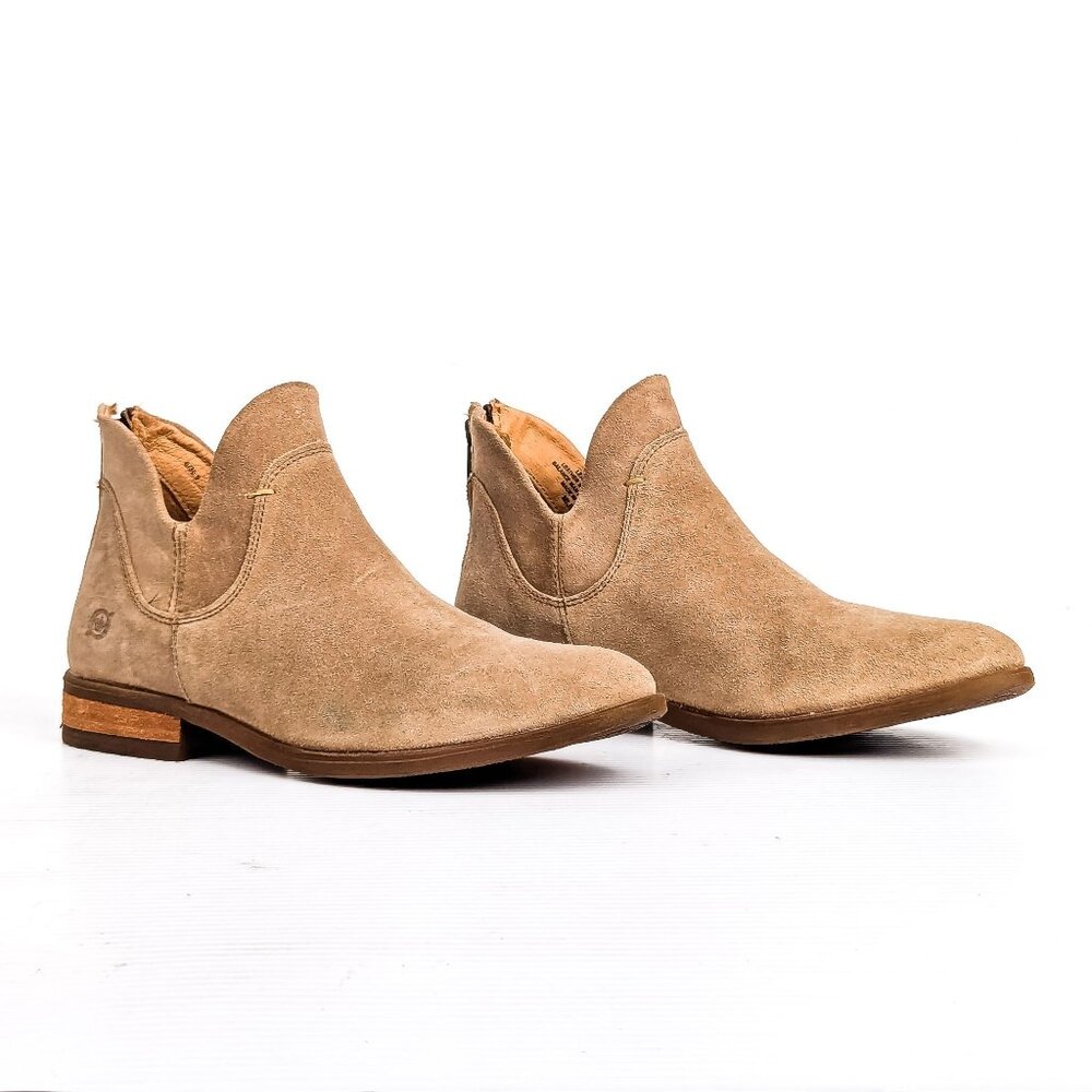 Born Women Arula Sand Suede Western Back Zip ankle Boots size 6